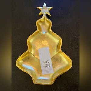 34th & Pine Gold Christmas Tree Tray/Dish -NWT